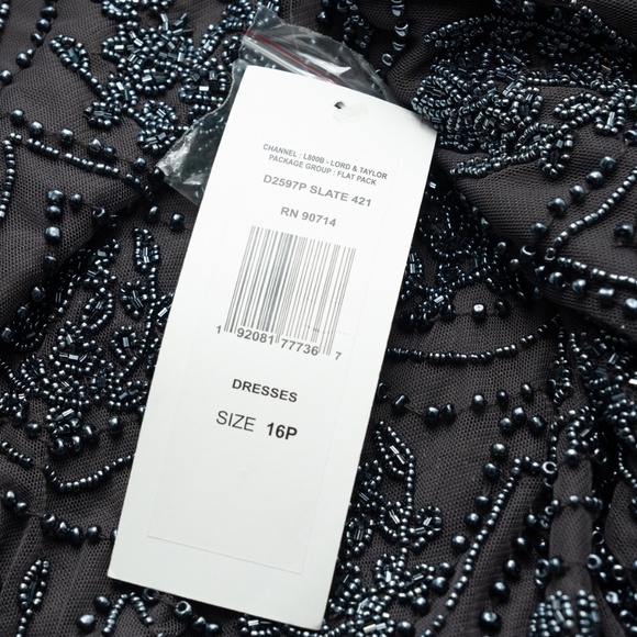 Pisaro Nights - Mini Beaded leaf Sheath Dress In Slate. - Picture 3 of 14